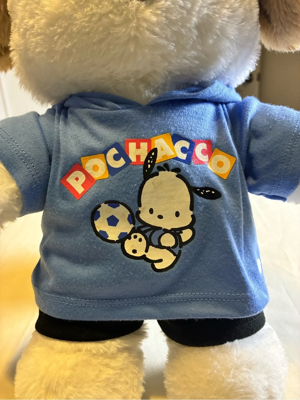 Rare Chocolate Chip Build-A-Bear  Sanrio Pochacco Dog Plush in Soccer Gear